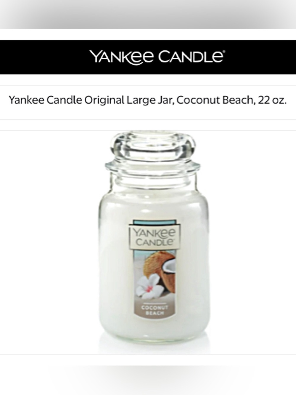 Yankee Candle COCONUT BEACH Housewarmer Candle 22 oz Glass Jar Original 2020
